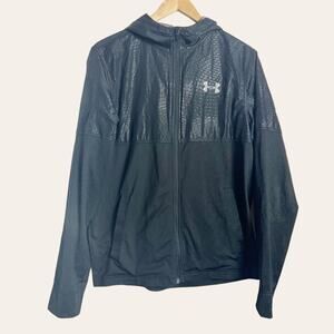 Under Armour All Season Gear Loose Fit Black Snakeskin Hooded Jacket Mens Size S